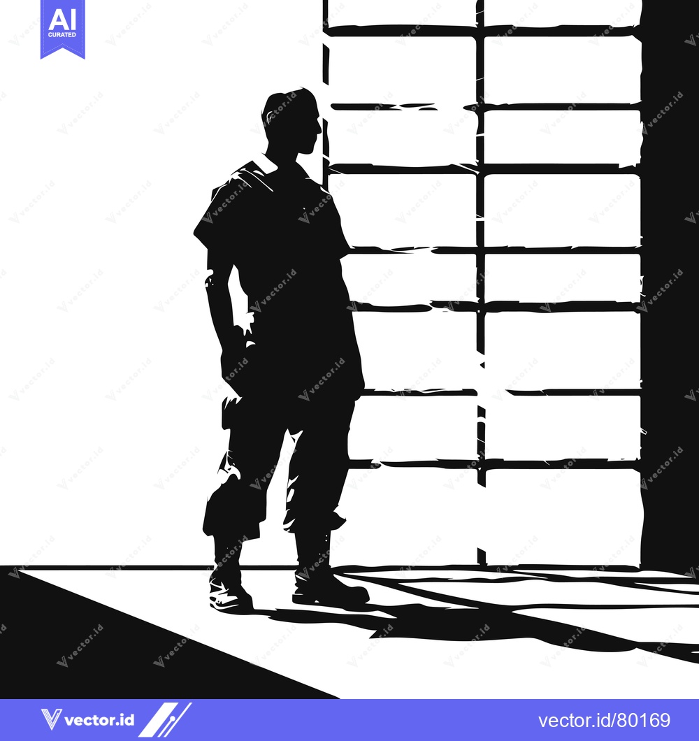Premium Vector of A Silhouette of a Man Standing Before a Window