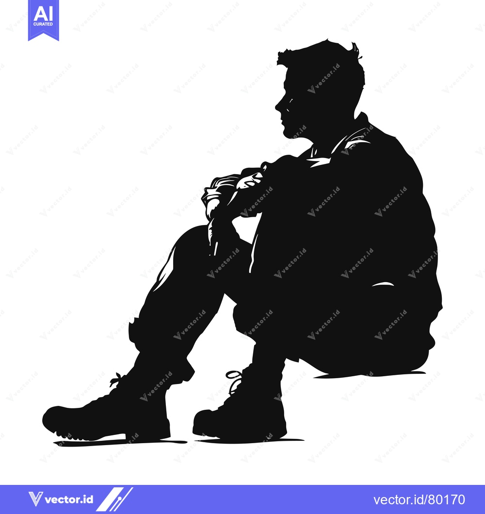 Premium Vector of Silhouette of a Seated Man in a Jacket and Boots