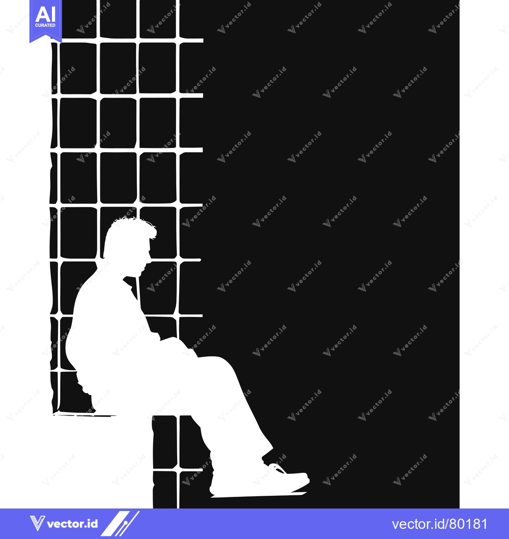 Premium Vector dari Silhouette of a Person Sitting Next to a Grid Pattern