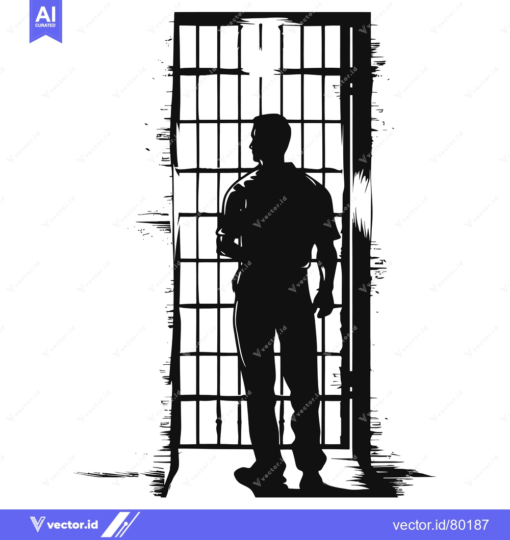 Premium Vector dari A Man Standing in a Doorway with Bars