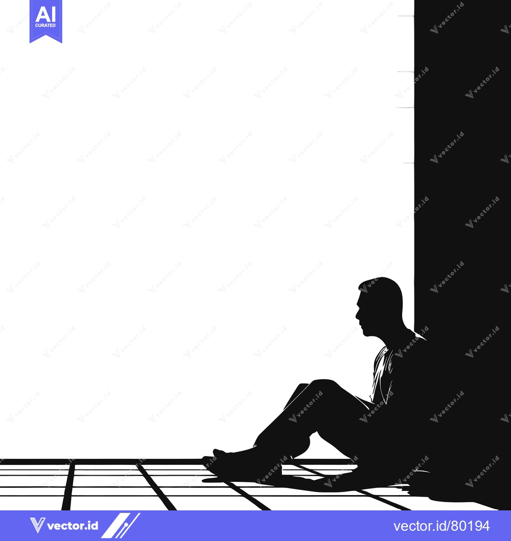 Premium Vector dari A Man Sitting In The Shadows By A Window