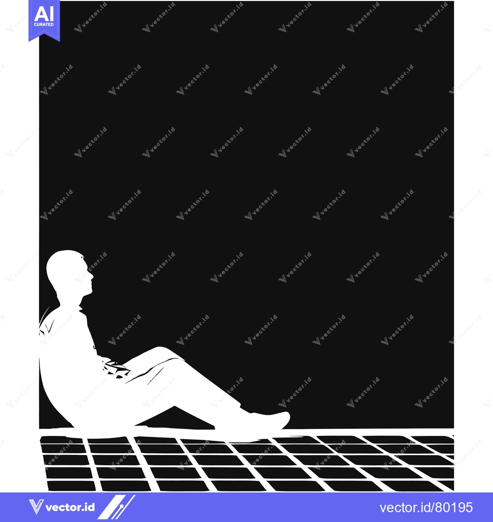 Premium Vector of Silhouette of a Man Sitting with His Legs Extended