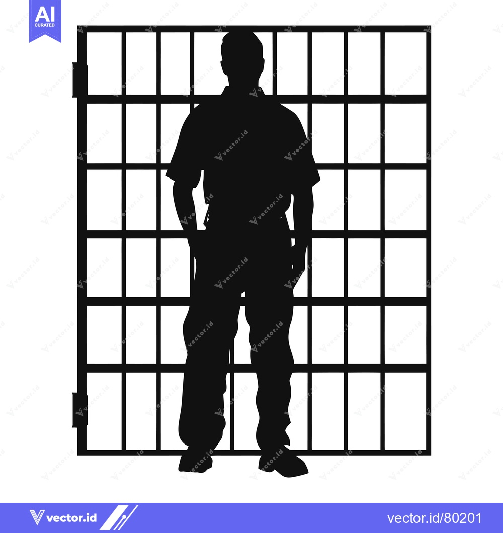 Premium Vector of Silhouette of a man standing behind bars