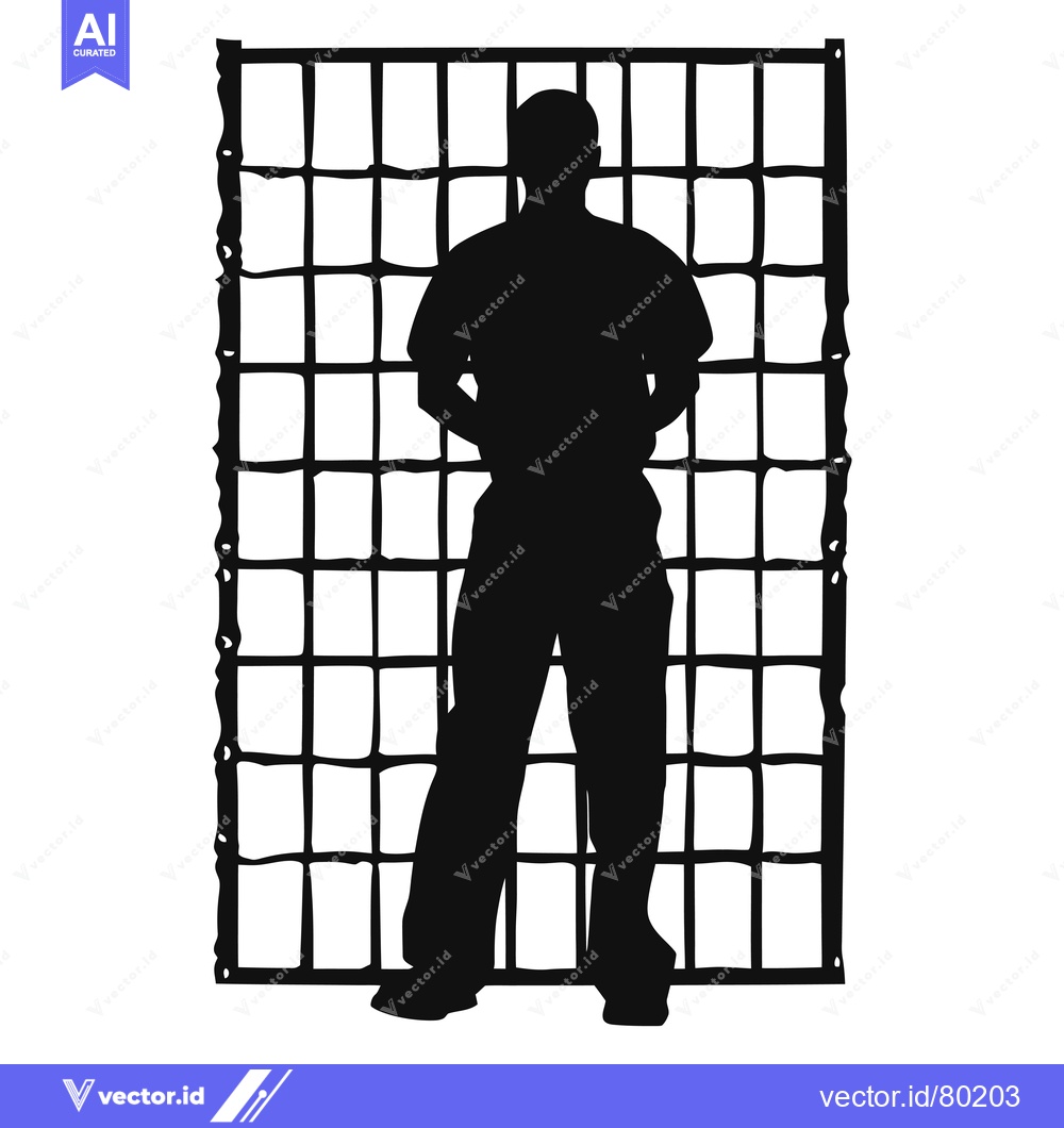 Premium Vector of Silhouette of a Person Standing Behind a Grid Pattern