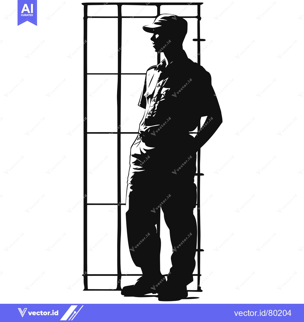 Premium Vector dari Silhouette of a Man Standing Beside a Window