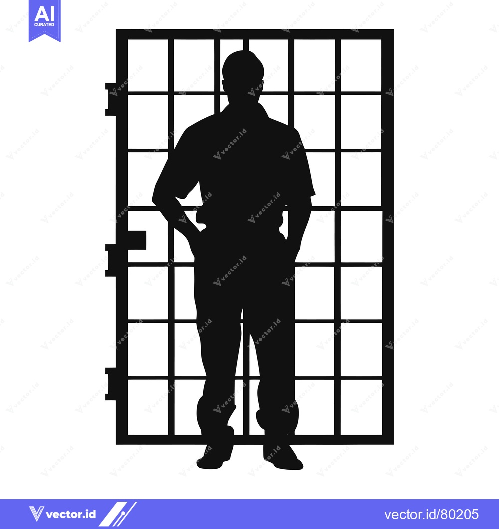 Premium Vector dari Silhouette of a Man Standing Behind Bars