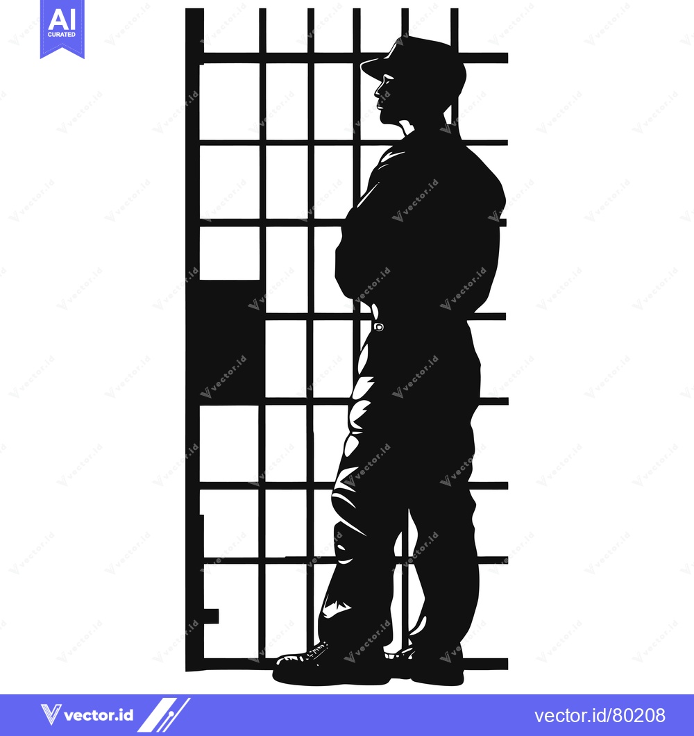 Premium Vector of Silhouette of a man standing in front of prison bars