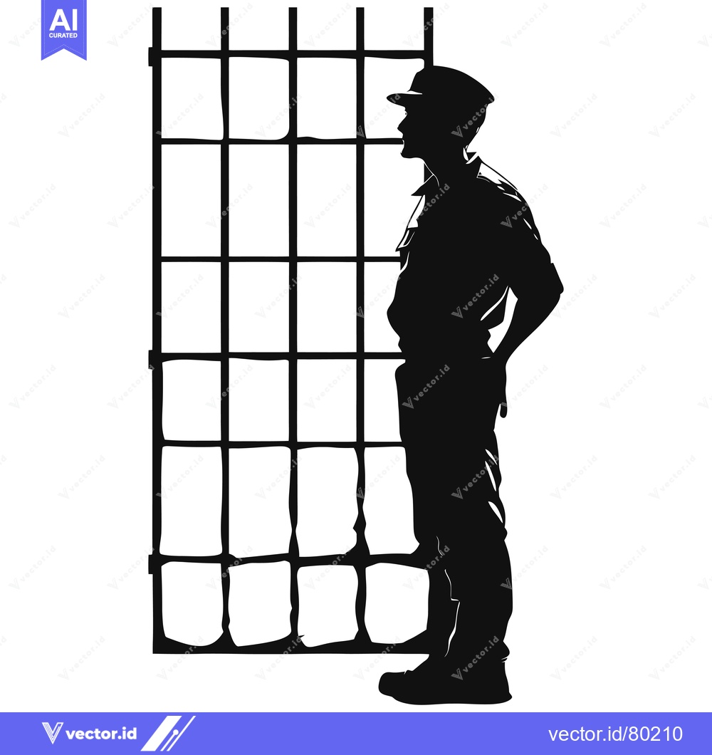 Premium Vector dari Silhouette of a Man Standing in Front of a Gated Window