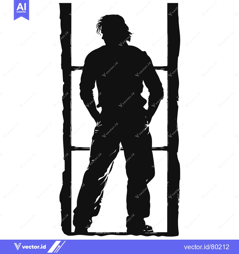 Premium Vector dari Silhouette of a man standing between two vertical pillars