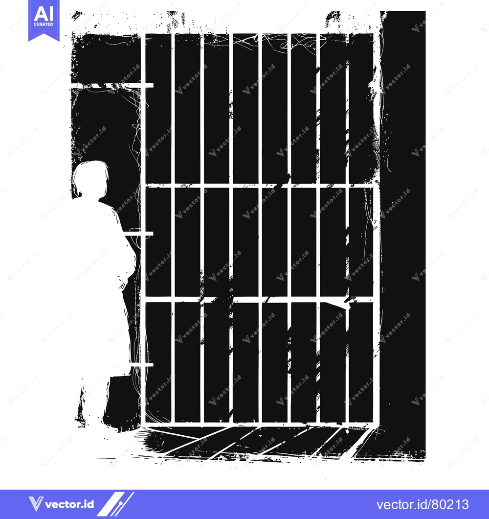 Premium Vector dari Silhouette of a Person Standing in Front of a Prison Cell