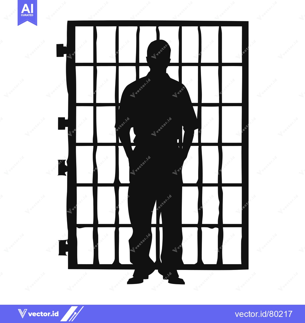 Premium Vector dari Silhouette of a person standing behind bars