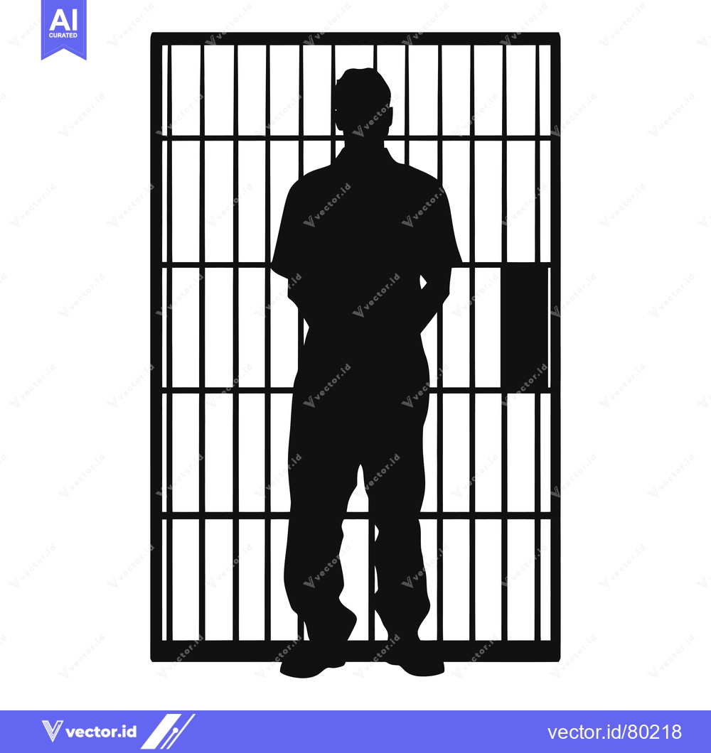 Premium Vector dari Silhouette of a person standing behind prison bars