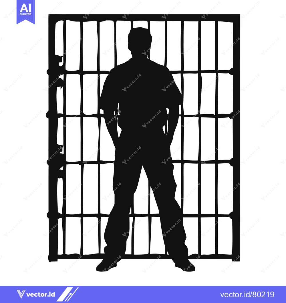 Premium Vector of Silhouette of a Man Standing Behind a Metal Gate