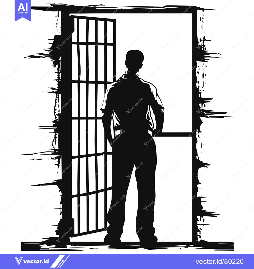 Premium Vector of Silhouette of a Man Standing in a Jail Cell Doorway