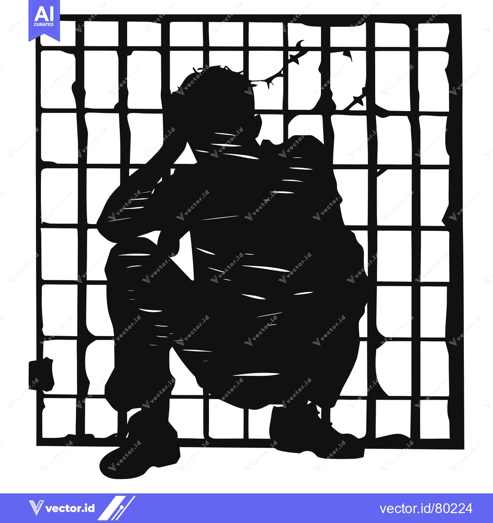 Premium Vector dari Silhouette of a Person Trapped in a Broken Window