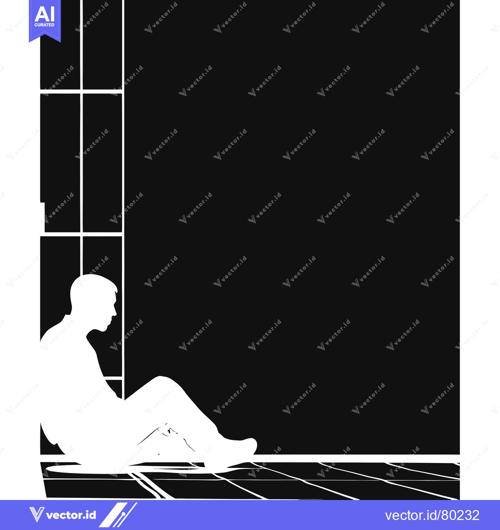 Premium Vector dari Silhouette of a Man Sitting in a Room with a Window
