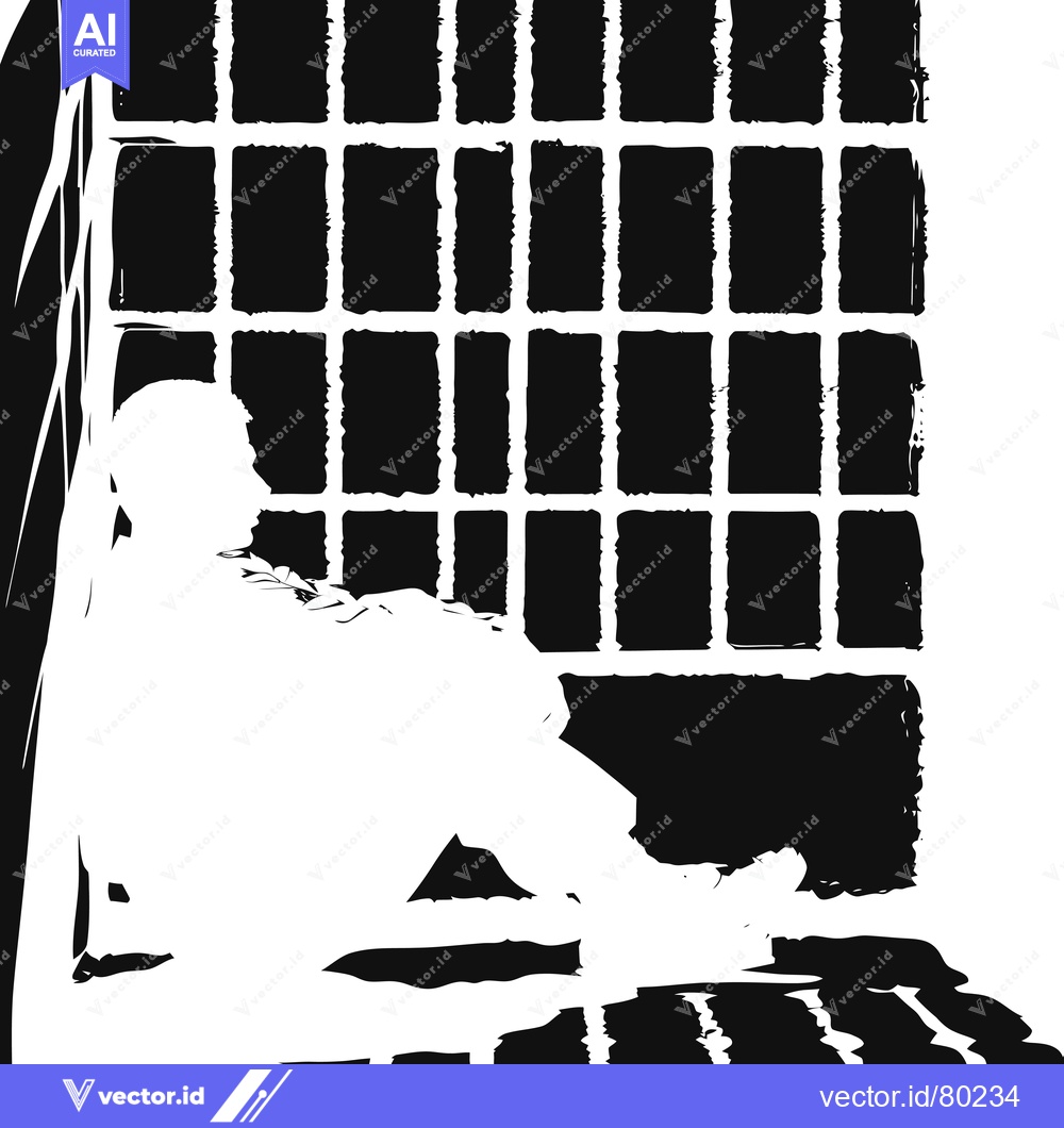 Premium Vector dari A silhouette of a person sitting in front of a grid pattern