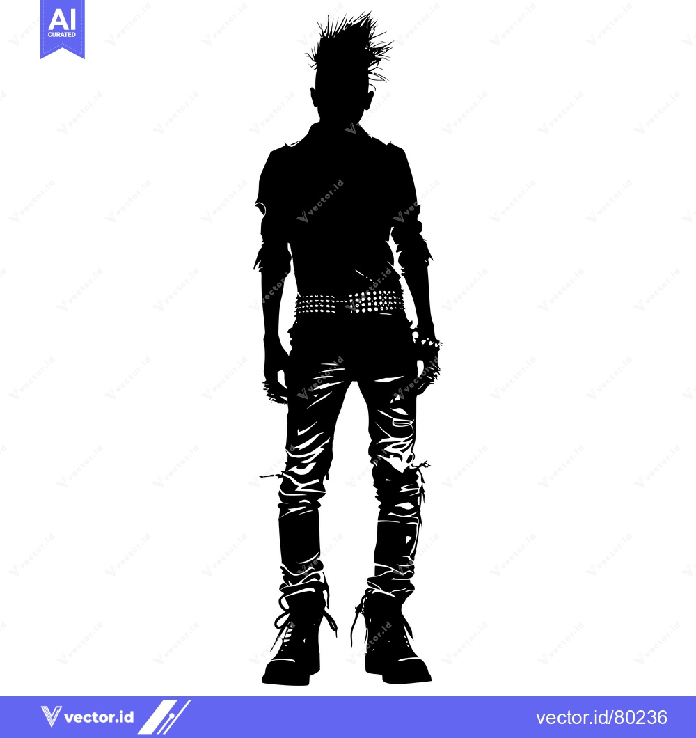 Premium Vector dari Silhouette of a Punk Rock Male Figure