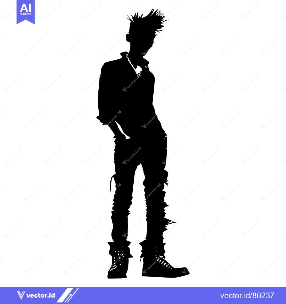 Premium Vector dari Silhouette of a Punk Rock Male Figure