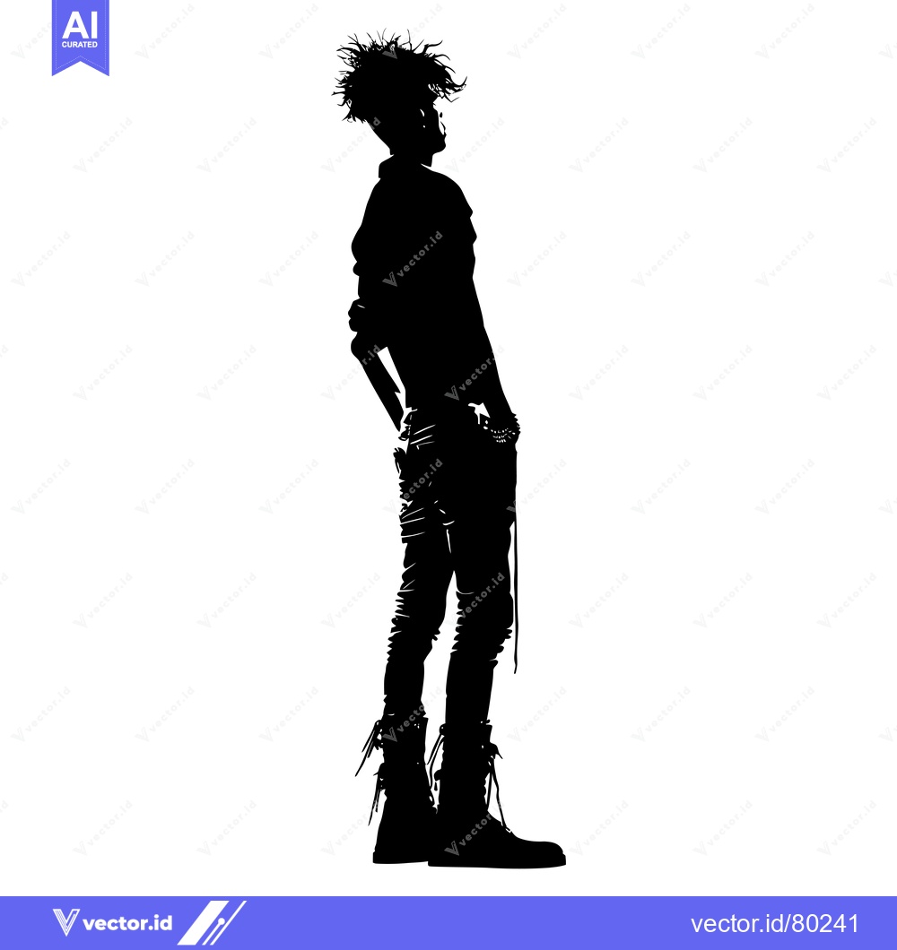 Premium Vector of Silhouette of a Man with Spiky Hair Wearing Boots and Jeans