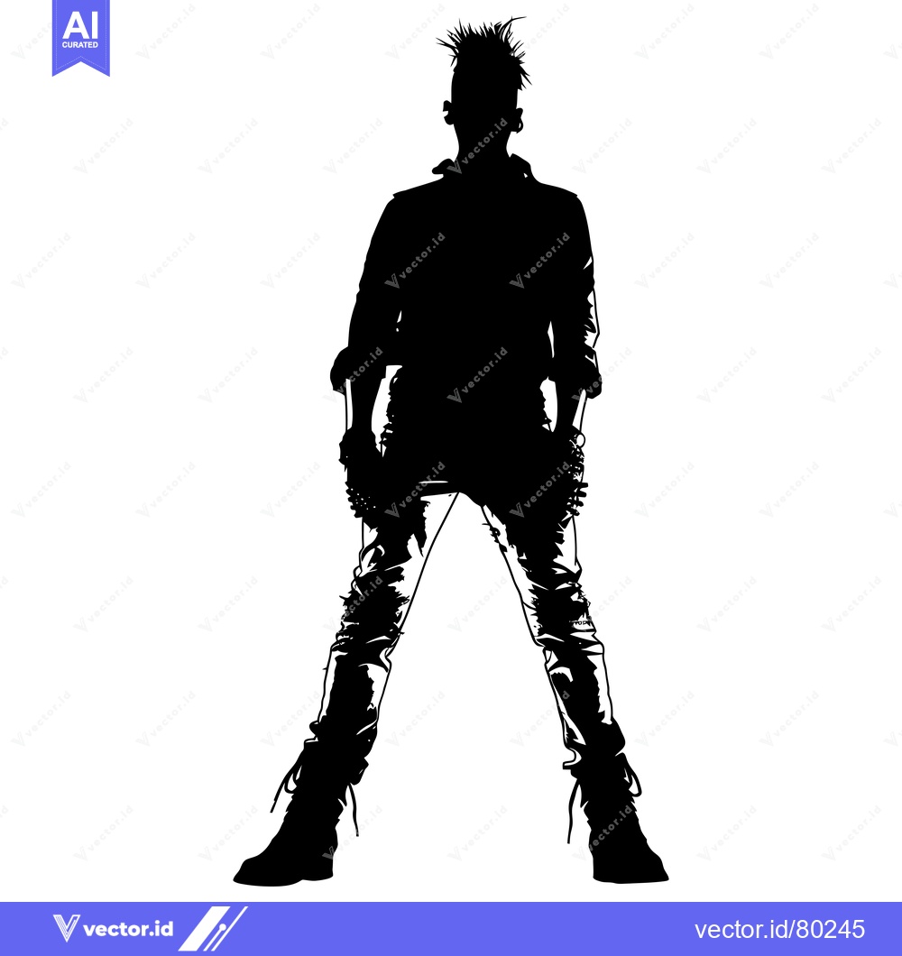 Premium Vector of Silhouette of a Punk Rock Musician with Spiky Hair