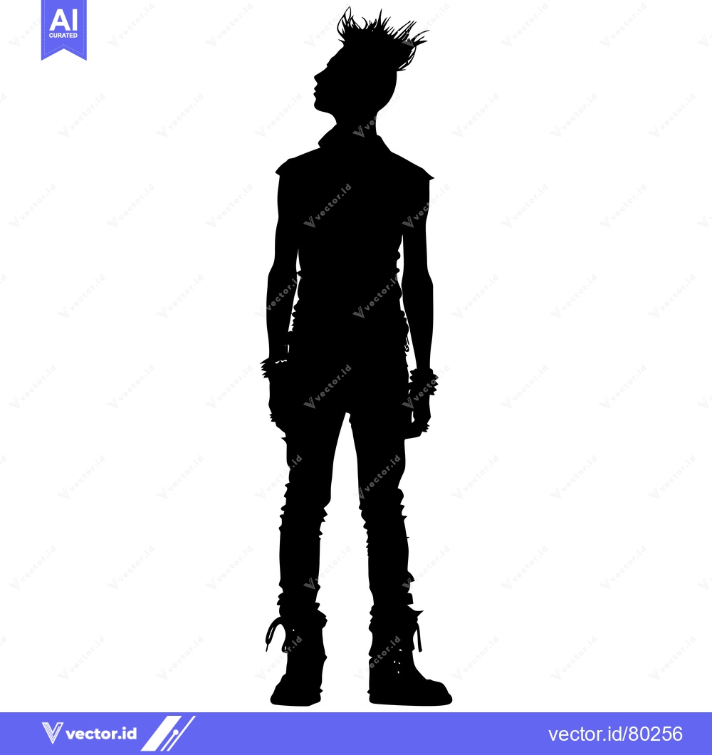 Premium Vector dari Silhouette of a Punk Rock Teenager with Spiky Hair
