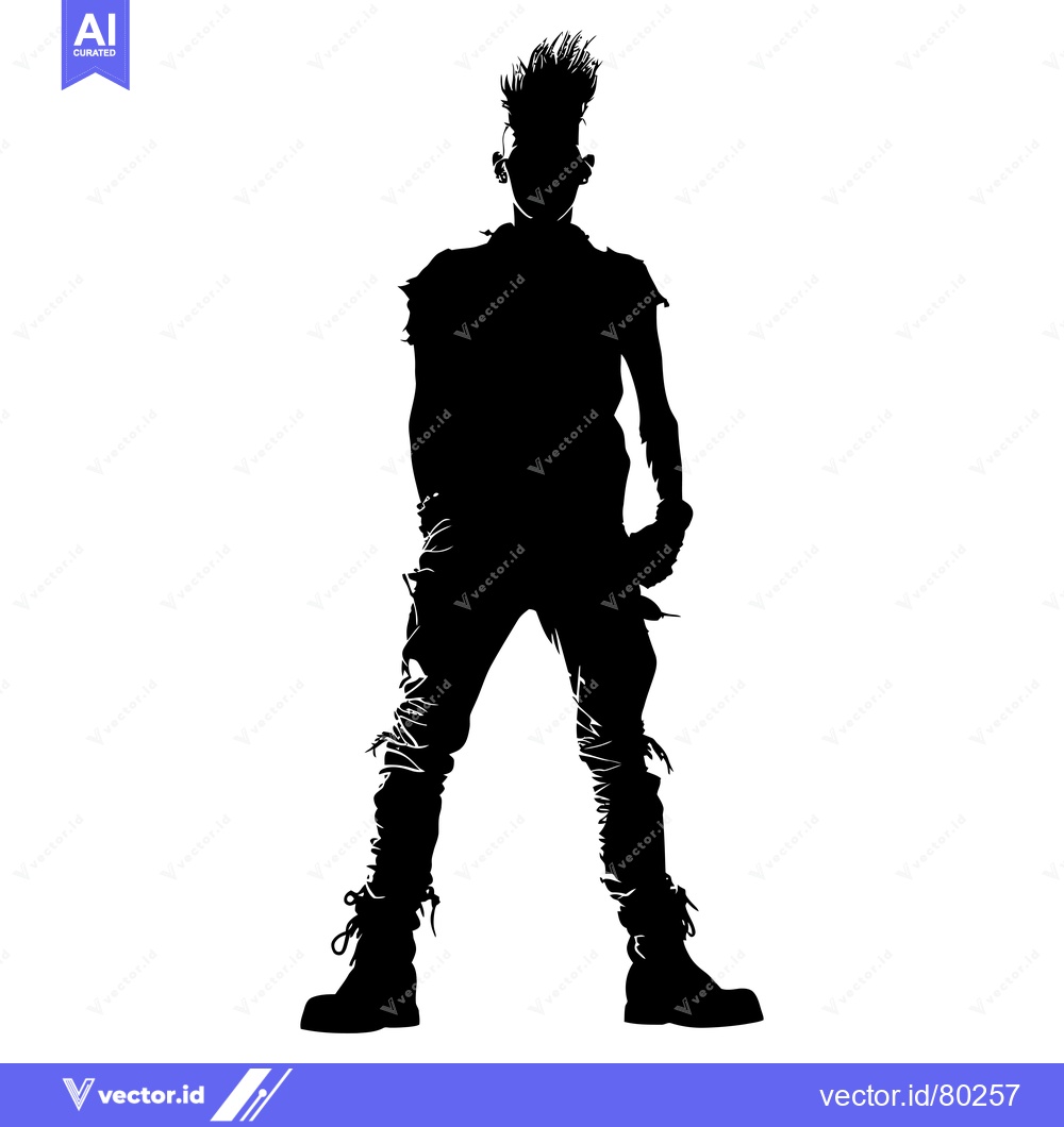 Premium Vector of Silhouette of a Punk Rock Person with Spiked Hair