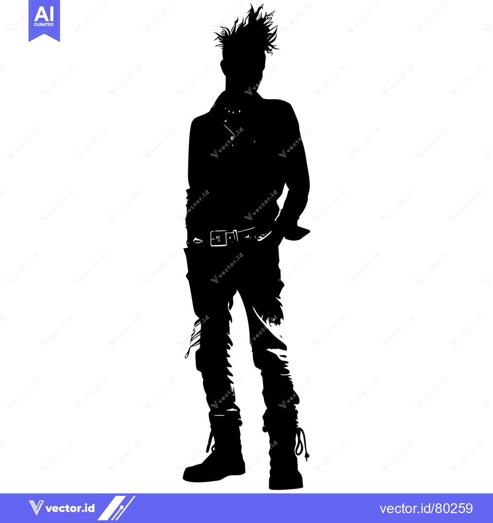 Premium Vector dari Silhouette of a Man with Spiky Hair and a Leather Jacket
