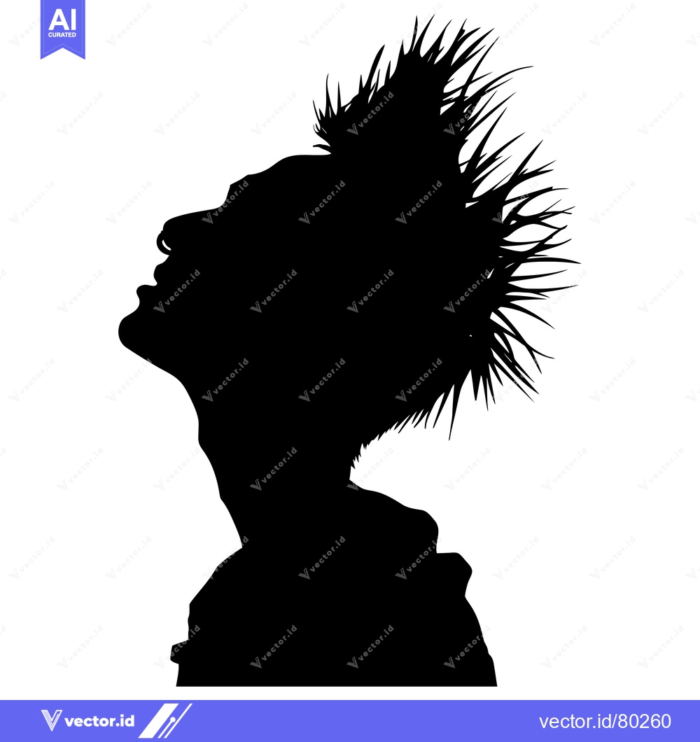 Premium Vector dari Silhouette of a Person with Spiky Hair Looking Up