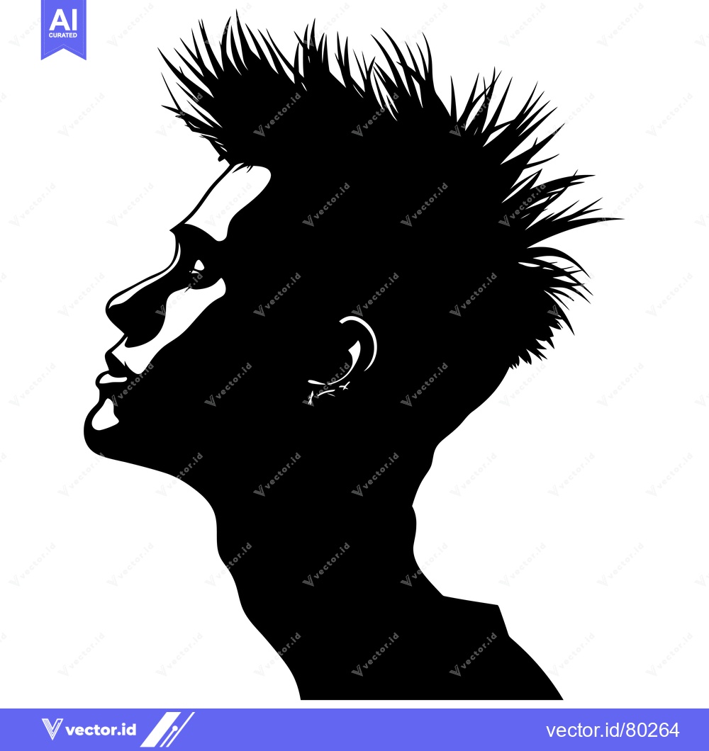 Premium Vector dari Silhouette of a Person with Spiky Hair Looking Upward