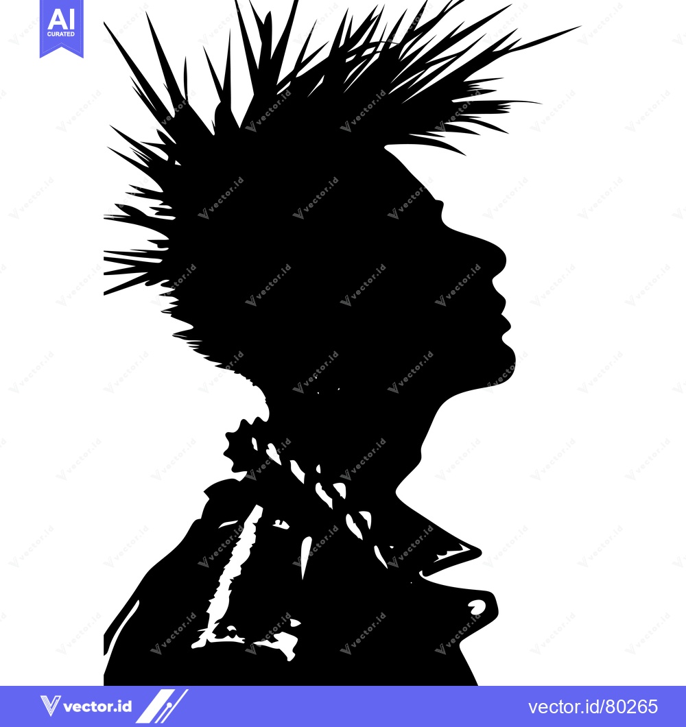 Premium Vector of Silhouette of a Person with Spiky Hair and Leather Jacket