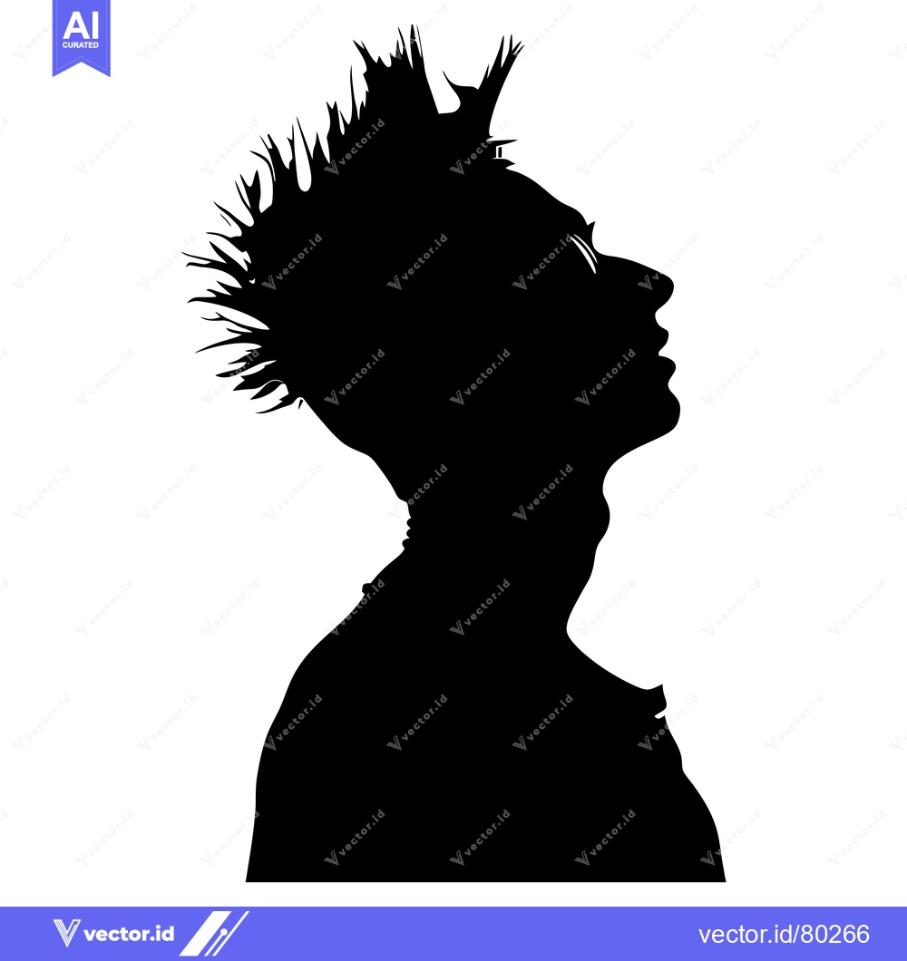 Premium Vector of Silhouette of a Person with Spiky Hair Looking Up