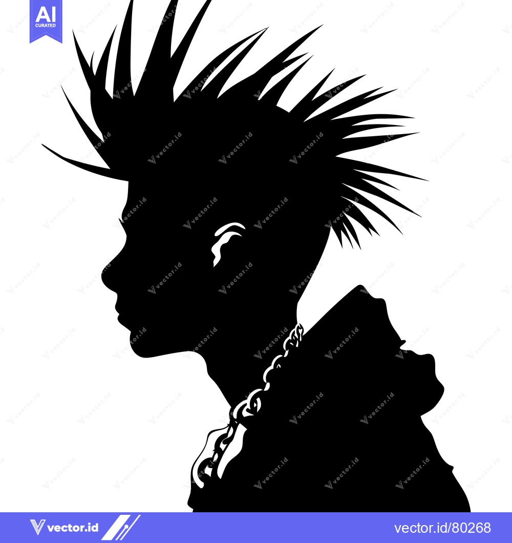 Premium Vector of Silhouette of a Person with Spiky Hair and a Chain