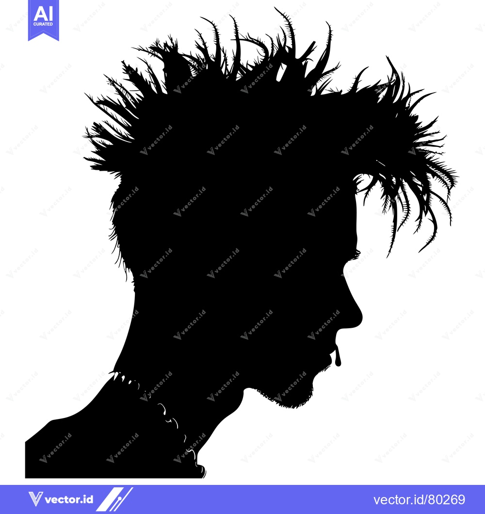 Premium Vector dari Silhouette of a Person with Spiky Hair