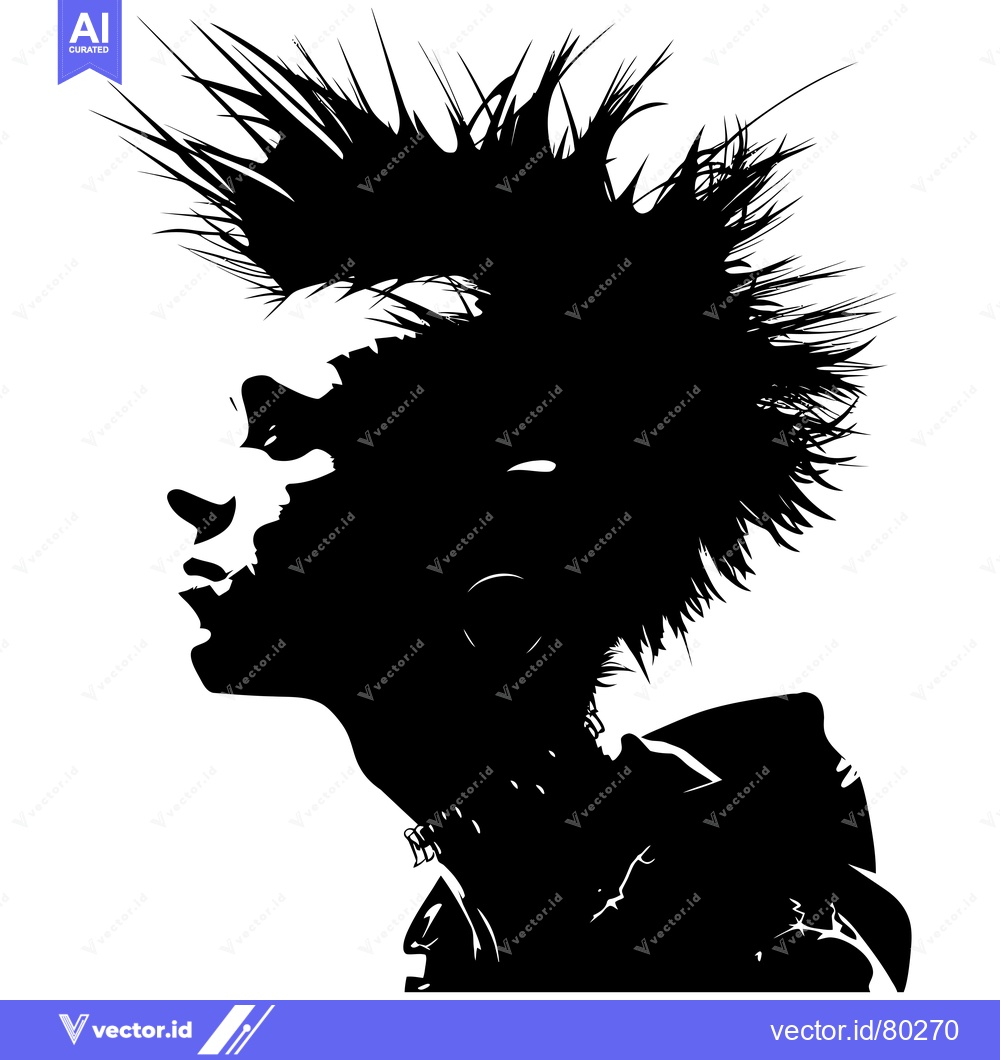 Premium Vector dari Silhouette of a Person with Spiky Hair