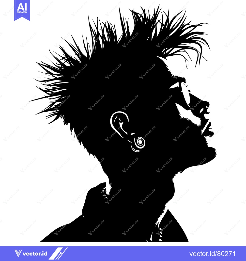 Premium Vector dari Silhouette of a Person with Spiky Hair and Sunglasses Looking Up