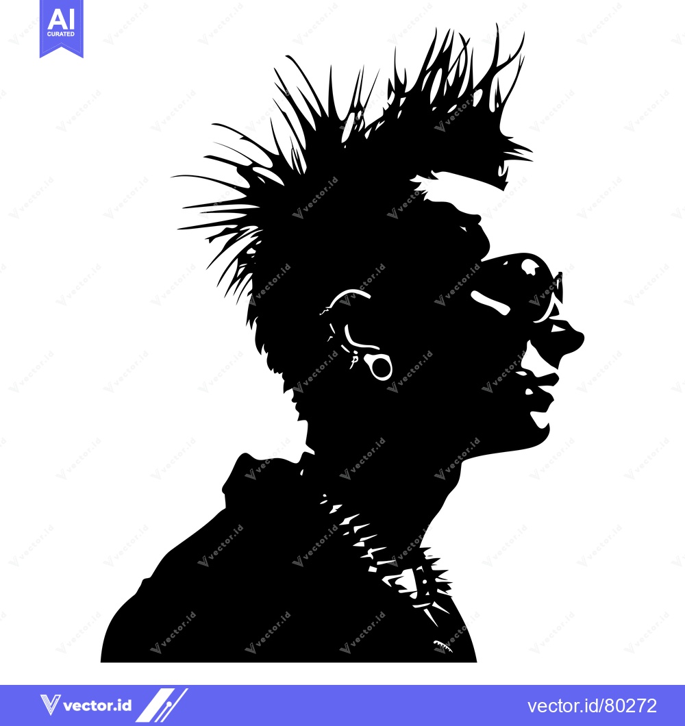 Premium Vector of Silhouette of a Person with Spiky Hair and Sunglasses