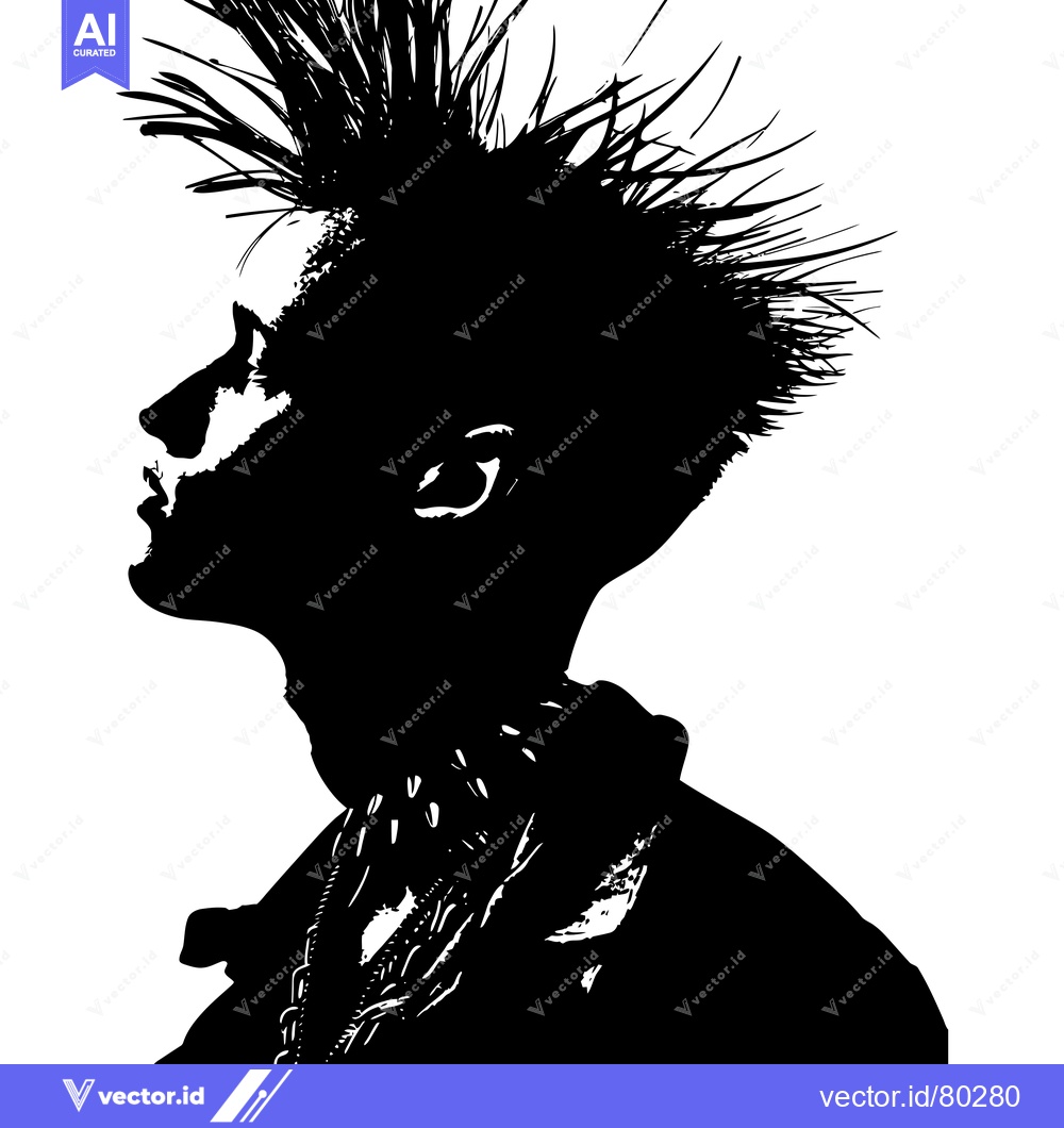 Premium Vector of Silhouette of a Person with a Spiky Hairstyle and Necklaces