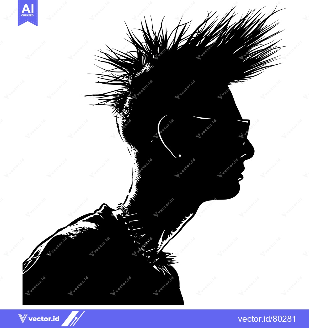 Premium Vector dari Silhouette of a Person with Spiked Hair and Sunglasses