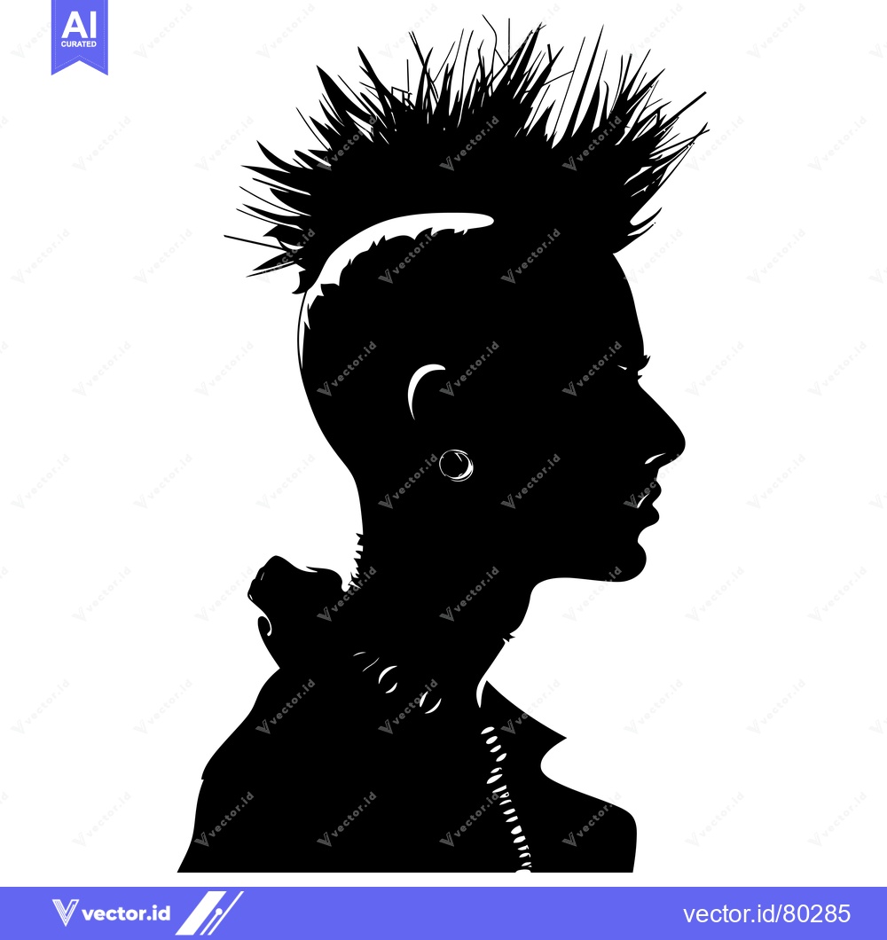 Premium Vector dari Silhouette of a Person with Spiky Hair and Earring