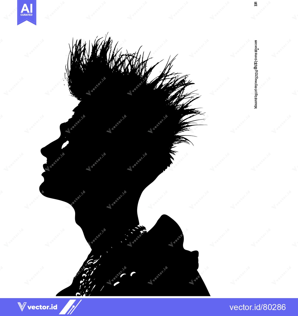 Premium Vector dari Silhouette of a Person with Spiky Hair and a Necklace