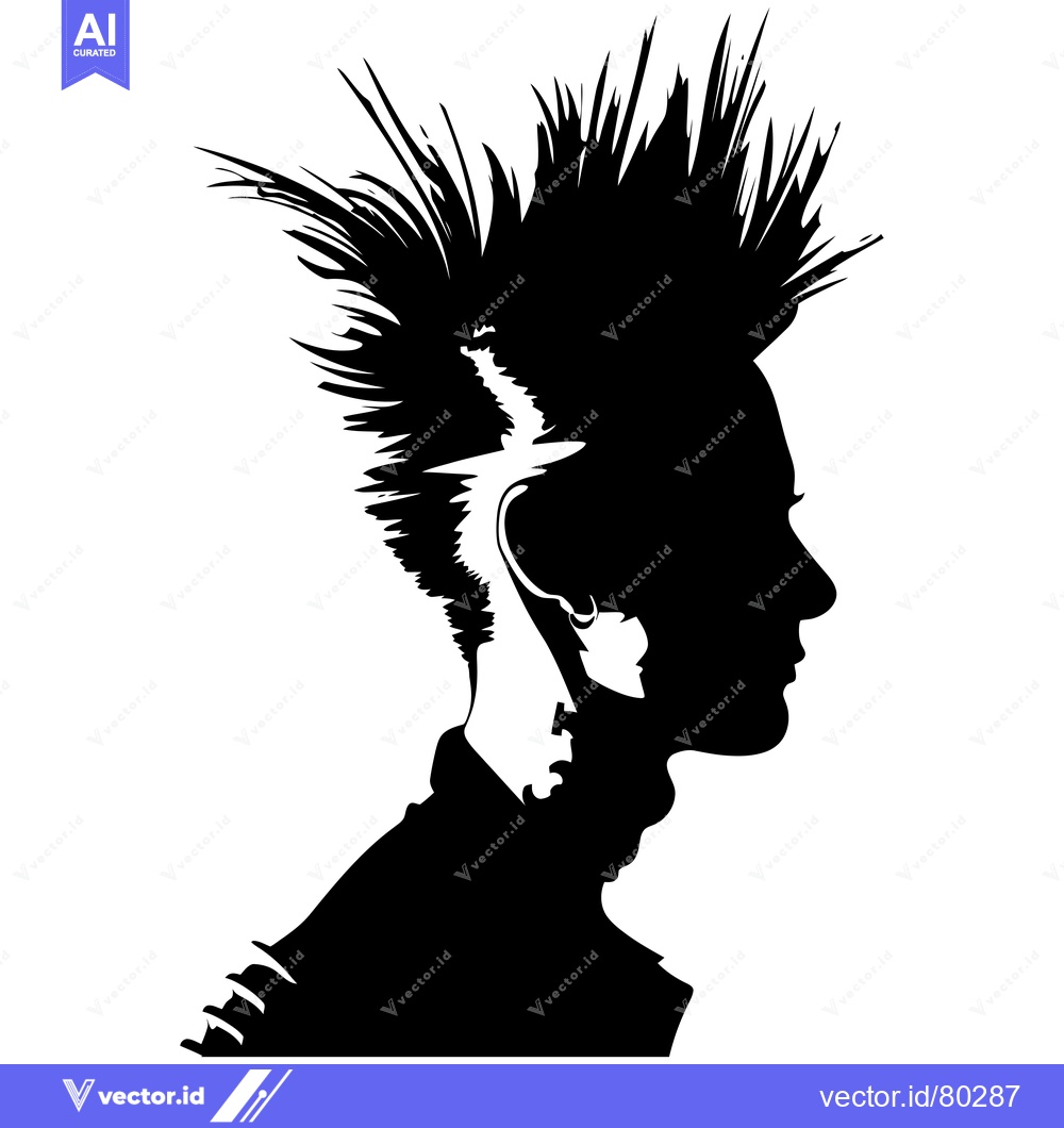 Premium Vector dari Black and White Silhouette of a Person with a Spiky Hairstyle