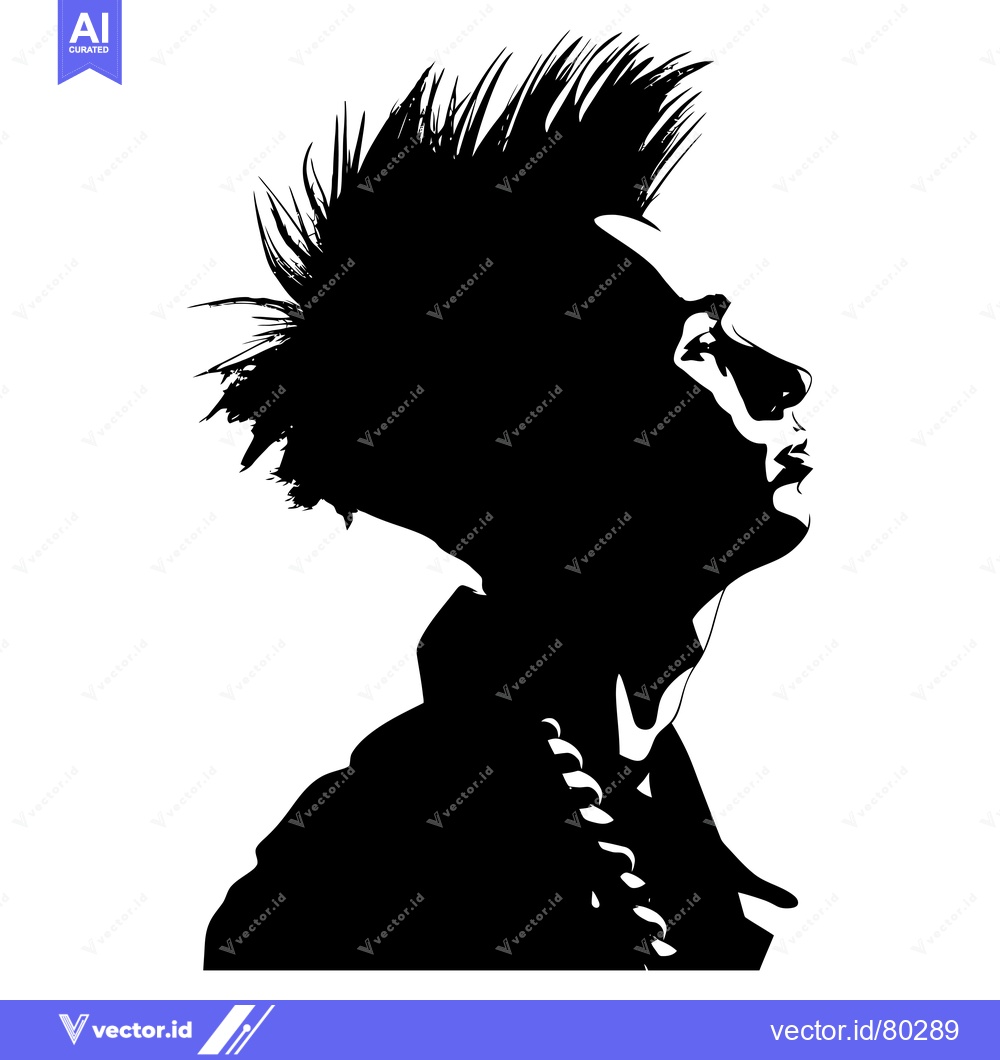 Premium Vector dari Silhouette of a Person with a Spiky Hairstyle