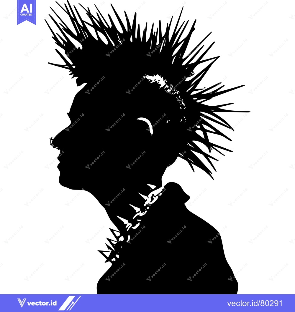 Premium Vector dari Silhouette of a Person with Spiky Hair and Necklaces