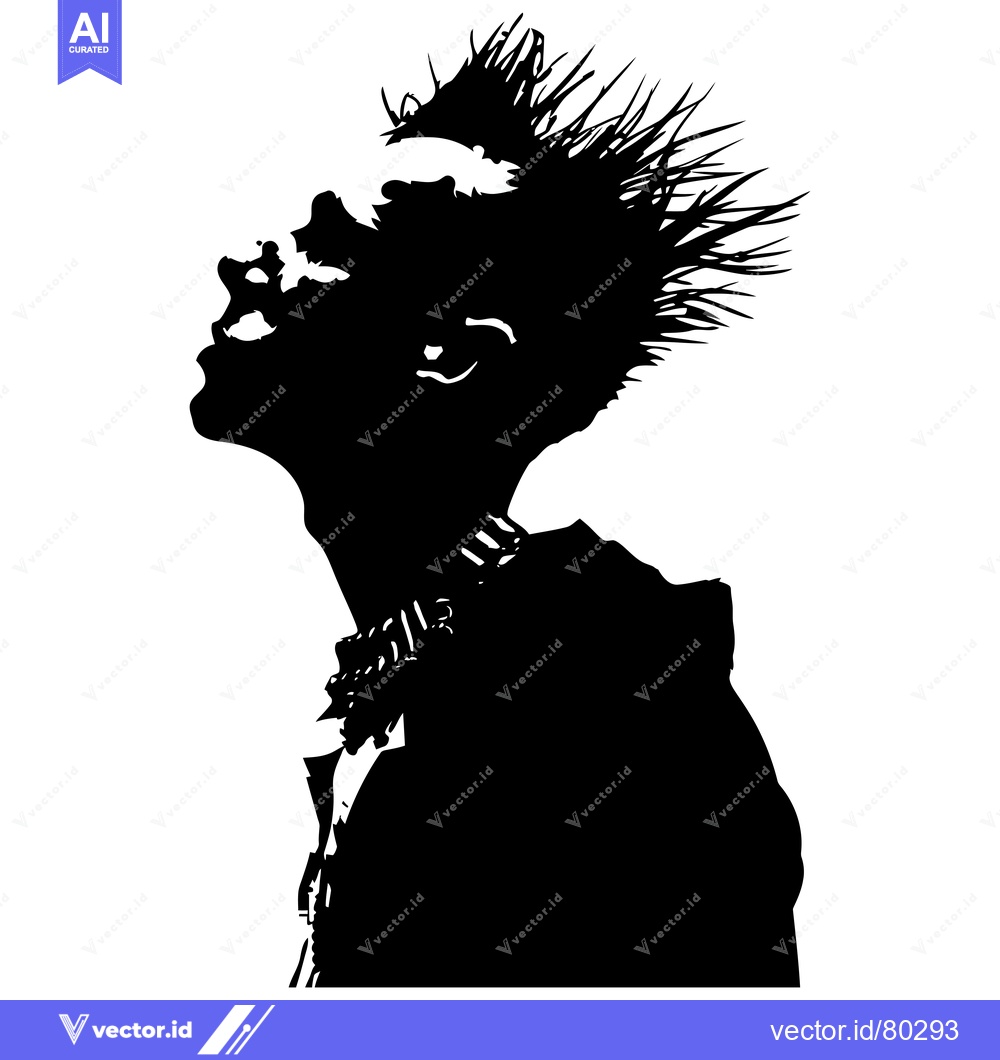 Premium Vector of Silhouette of a Person with Spiky Hair and a Necklace