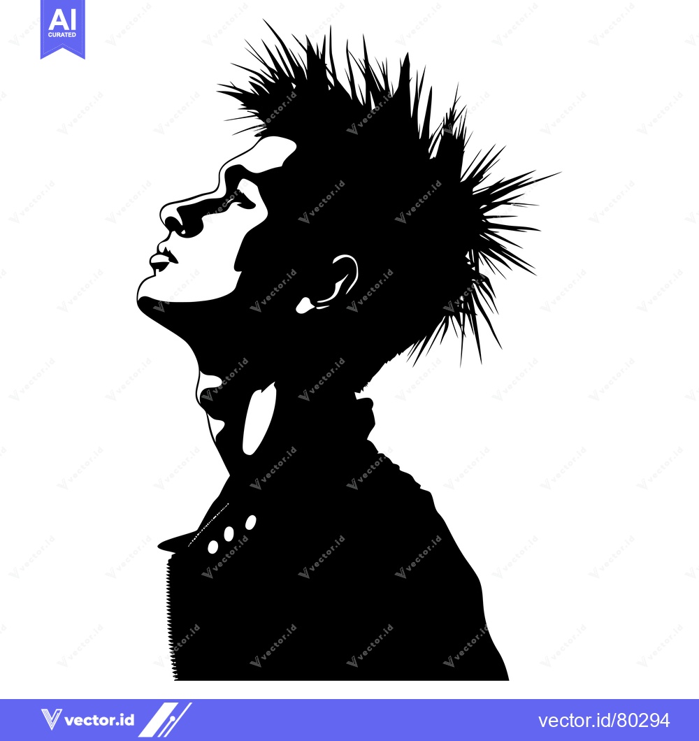 Premium Vector of Silhouette of a Person with Spiky Hair Looking Upward