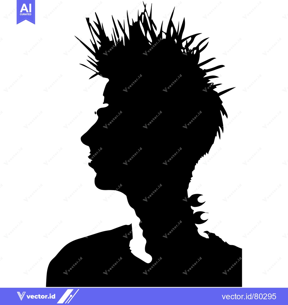 Premium Vector dari Silhouette of a Person with Spiky Hair and Neck Accessory