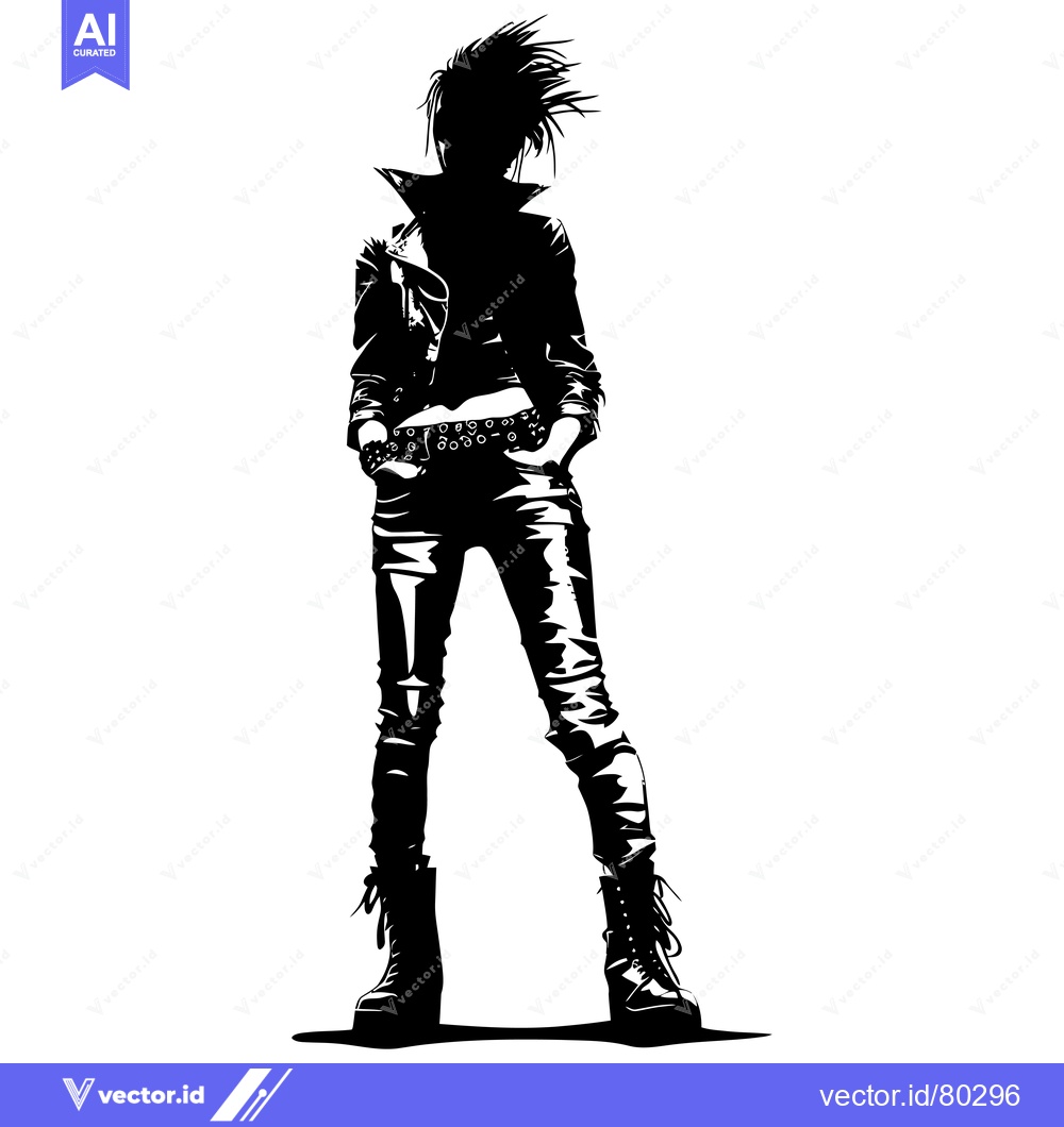 Premium Vector of Silhouette of a woman in a leather jacket and jeans