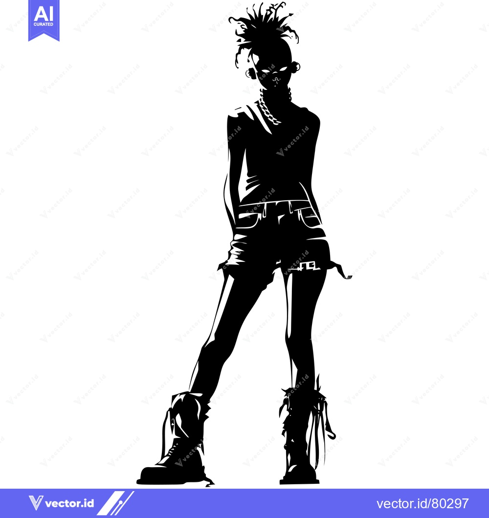 Premium Vector dari Silhouette of a Young Woman in Edgy Fashion