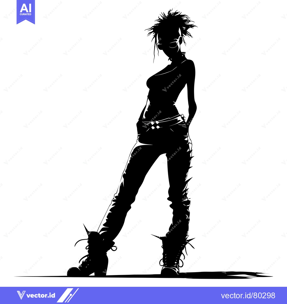 Premium Vector dari Silhouette of a Woman with Spiky Hair and Sunglasses